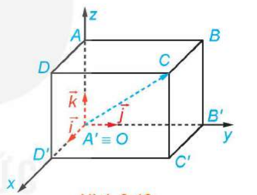Trong không gian  \(Oxyz\) cho hình hộp chữ nhật\(ABCD.A'B'C'D'\) có đỉnh  \(A'\) trùng với gốc \(O\) và các đỉnh \(A',B',A\)lần lượt thu (ảnh 1)
