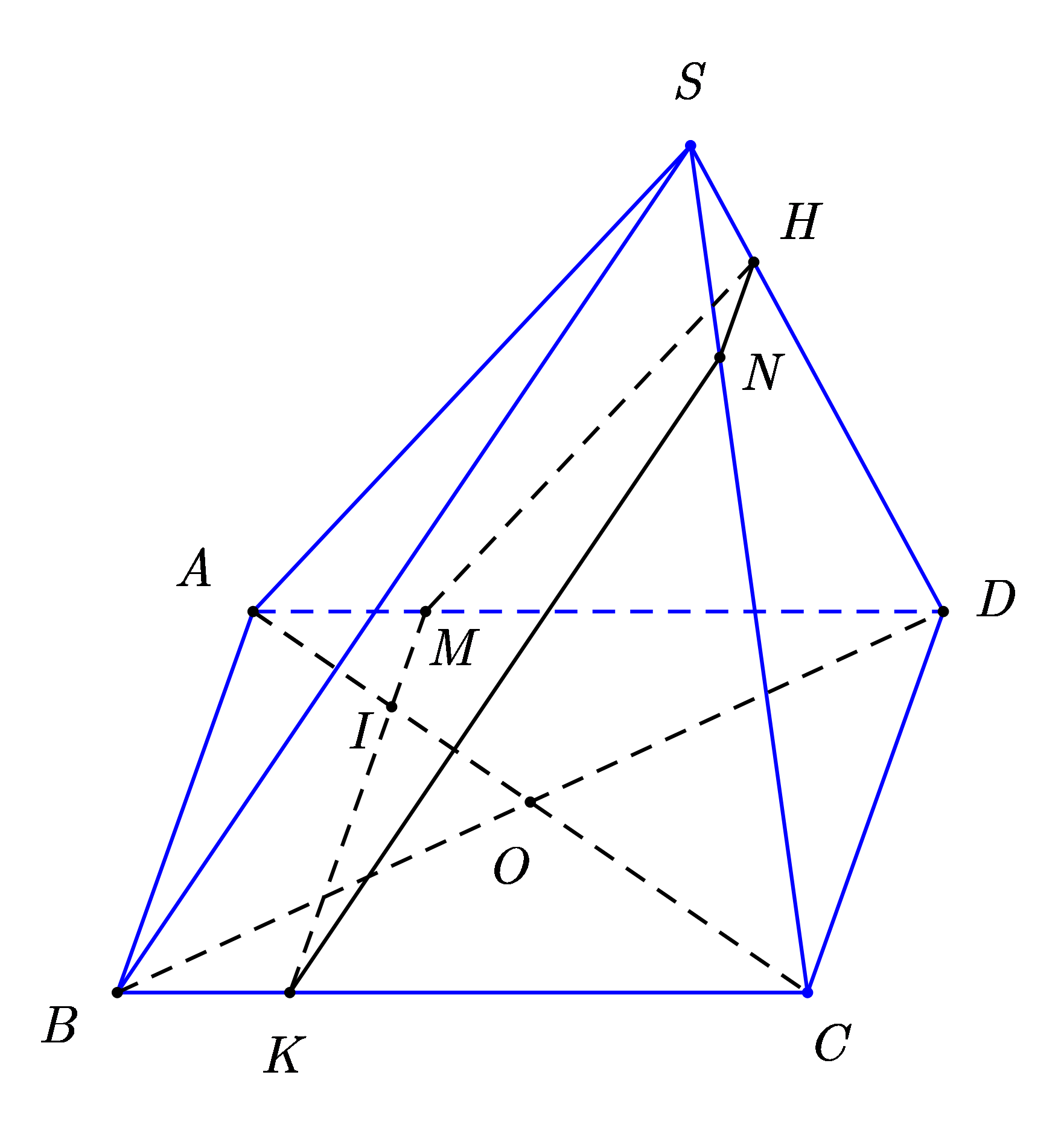 Vậy thiết diện của hình chóp với \(\left( \alpha  \right)\) đi qua \(I\) và song song với \(mp\left( {S (ảnh 1)