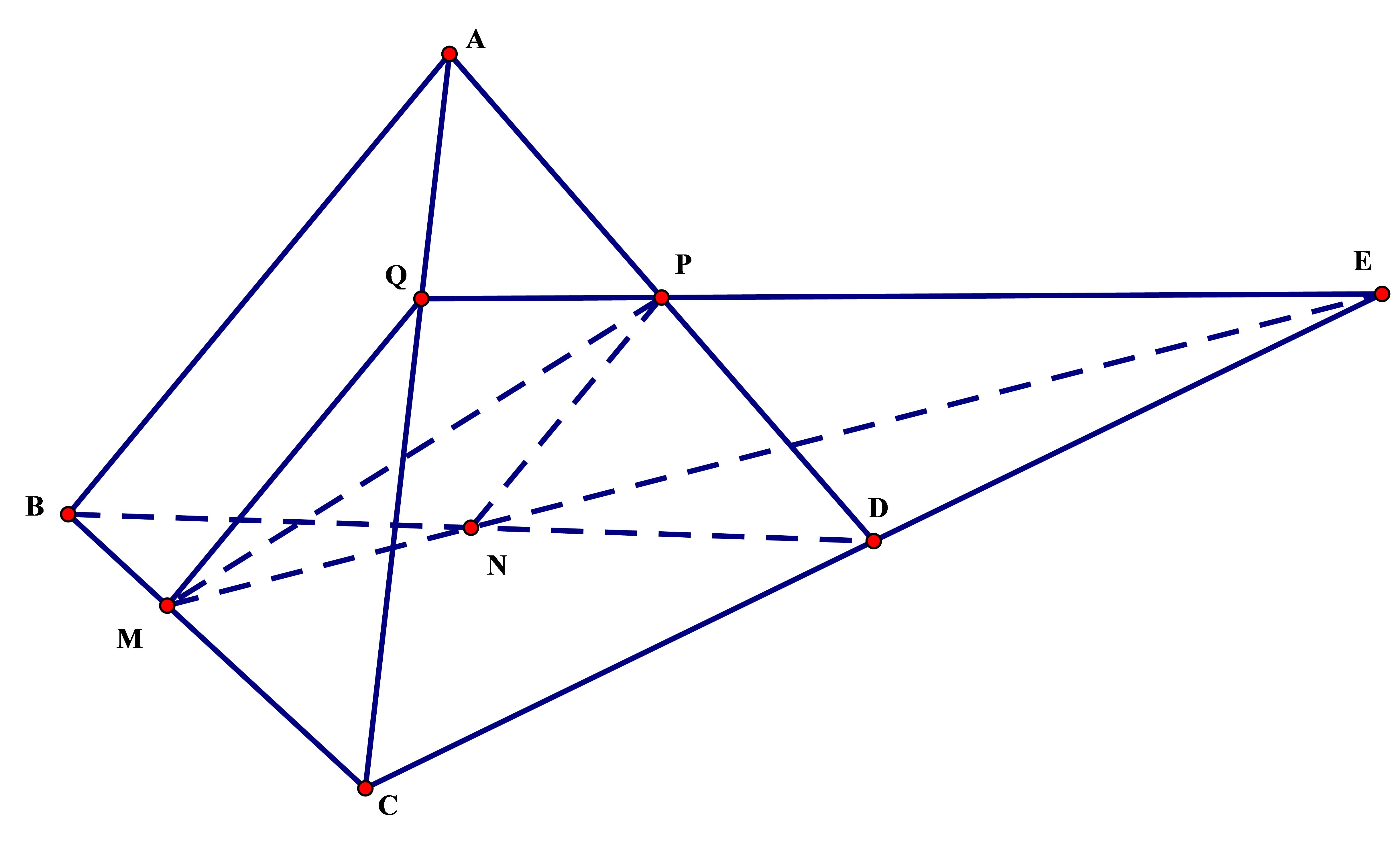 \right)\end{array} \right.\] \[ \Rightarrow MQ{\rm{//}}NP\].  Do đó tứ giác \[MNPQ\] là hình thang. (ảnh 1)
