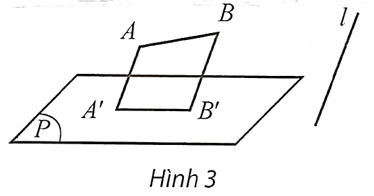 Cho mặt phẳng \((P)\), đoạn thẳng \(AB\) và đường thẳng \(l\) cắt mặt phẳng \((P)\). Cho biết \(AB\) không song song với \(l\). Nêu cách xác định hình chiếu song song của đoạn thẳng \(AB\) trên mặt phẳng \((P)\) theo phương \(l\). (ảnh 1)