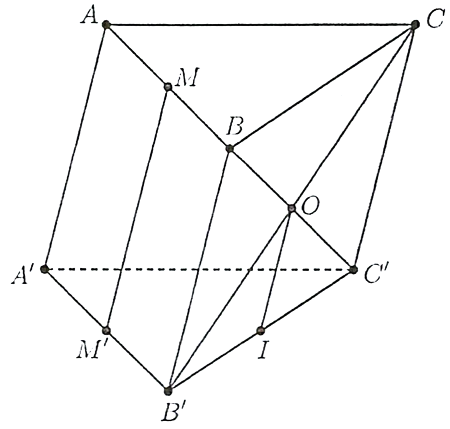 Cho hình lăng trụ \(ABC \cdot {A^\prime }{B^\prime (ảnh 1)