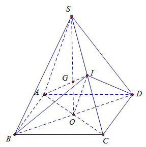 \[\left( {IBD} \right) \cap \left( {SAC} \right) = OI\]. Vậy mệnh đề (IV) đúng.  Vậy có \[3\] mệnh đề đúng. (ảnh 1)