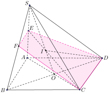 Vì \(EF\,{\rm{//}}\,AB\,{\rm{//}}\,CD\) nên tứ giác \(CDEF\) là hình thang. (ảnh 1)