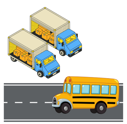 Look and choose the correct answer.    The ______ is moving.  A. sun B. bus C. truck (ảnh 1)