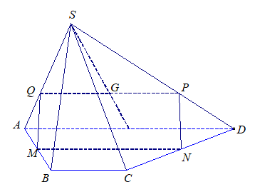 Ta có \(\left( {GMN} \right)\,{\rm{//}}\,AD\) nên (ảnh 1)