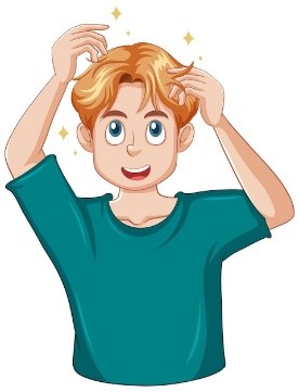 Read and choose the correct answer. “Touch your hair.” (ảnh 2)
