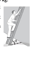 Một kĩ sư xây dựng nặng 75 kg trèo lên một chiếc thang dài 2,75 m. Thang được dựa vào bức  (ảnh 1)