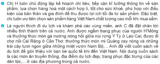 1/ Các thông tin trên cho thấy người Việt Nam đang thực hiện văn hoá tiêu dùng như thế nào?  2/ Em đã thực hiện những hành vi tiêu dùng có văn hoá như thế nào? (ảnh 1)