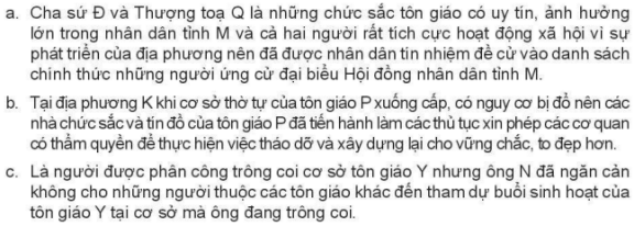 Các hành vi dưới đây là thực hiện đúng hay vi phạm quyền bình đẳng giữa các tôn giáo? Vì sao? (ảnh 1)