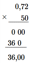 Đặt tính rồi tính 0,72 x 50 (ảnh 1)
