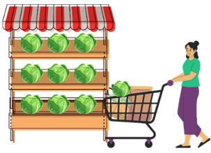 Trên kệ có 10 cây bắp cải, đã bán đi 1 cây. Số cây bắp cải còn lại là: (ảnh 1)