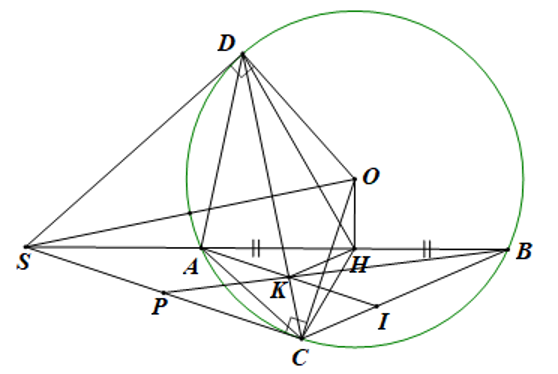 Cho đường tròn (O;R) với dây cung (AB) không đi qua tâm. Lấy (S) là một điểm bất kì trên tia đối của  tia  (ảnh 2)