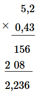 Đặt tính rồi tính 5,2 x 0,43 (ảnh 1)