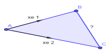 Hai chiếc xe cùng xuất phát ở vị trí A, đi theo hai hướng tạo với nhau một góc 60 độ. Xe thứ nhất chạy với tốc độ 30km/h, xe thứ hai chạy với tốc độ 40km/h. Hỏi sau 1h, khoảng cách giữa 2 xe là: (ảnh 1)