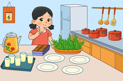 Trên bàn, có bao nhiêu cái cốc? (ảnh 1)