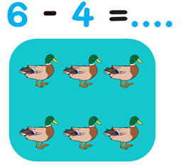 Số thích hợp điền vào dấu chấm là: 6 - 4 = (ảnh 1)
