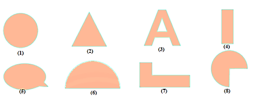 Cho các hình dưới đây.   	a) Hình (5), hình (6) và hình (7) không có tính đối xứng trục.  (ảnh 1)