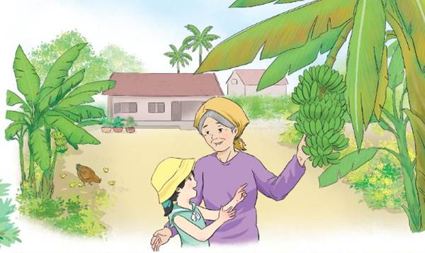 Đọc bài đọc dưới đây và trả lời câu hỏi. BÀ TÔI Bà tôi đã ngoài sáu mươi  tuổi. Mái tóc bà đã điểm bạc, luôn được búi cao gọn gàng. Mỗi