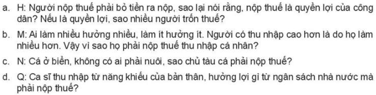 Em hãy giải đáp thắc mắc giúp các bạn sau đây: Người nộp thuế phải bỏ tiền ra nộp tại sao nói nộp thuế là quyền lợi của công dân  (ảnh 1)