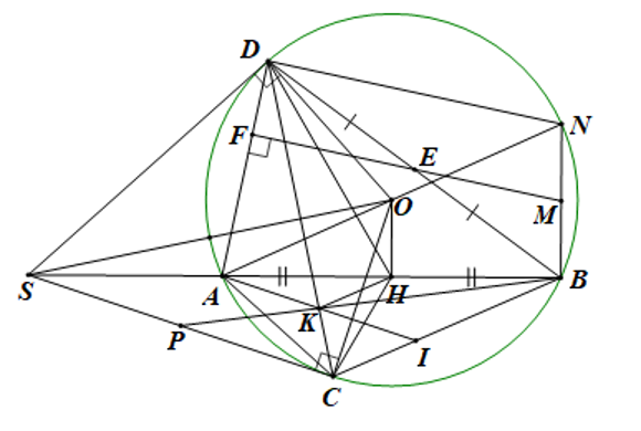 Cho đường tròn (O;R) với dây cung (AB) không đi qua tâm. Lấy (S) là một điểm bất kì trên tia đối của  tia  (ảnh 3)