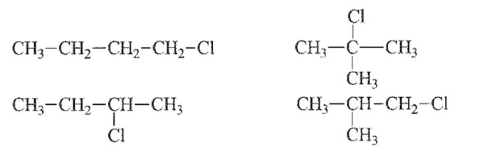 Số đồng phân cấu tạo có thể có của hợp chất có công thức phân tử C4H9Cl là? (ảnh 1)