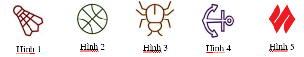 Cho các hình như hình vẽ:   Hình 1	  Hình 2	  Hình 3	  Hình 4	  Hình 5 Có bao nhiêu hình có tâm đối xứng? (ảnh 1)
