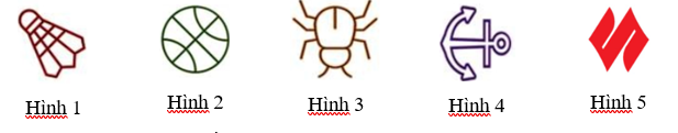 Cho các hình như hình vẽ:   Hình 1	  Hình 2	  Hình 3	  Hình 4	  Hình 5 Có bao nhiêu hình có tâm đối xứng? (ảnh 1)