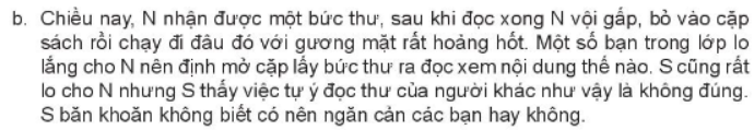 Nếu là T, trong trường hợp này, anh/chị sẽ làm gì để M hiểu và tôn trọng quyền được bảo mật điện thoại của công dân? (ảnh 2)