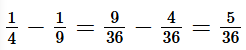 Tính 1/4 - 1/9 abcdefgh (ảnh 1)