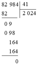 Đặt tính rồi tính 82984 : 41 (ảnh 1)