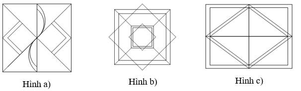 Hình trang trí nào dưới đây là hình có trục đối xứng?   Hình a)	  Hình b)	  Hình c) 	A. Hình a), Hình b).		B. Hình a), Hình b), Hình c).	 	C. Hình a), Hình c)		D. Hình b), Hình c).  (ảnh 1)