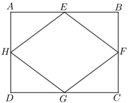 Cho hình chữ nhật ABCD và hình thoi EFGH như hình vẽ: (ảnh 1)