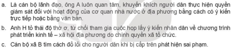 Em có nhận xét gì về hành vi của mỗi nhân vật trong các trường hợp sau đây? (ảnh 1)