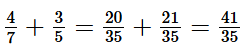 Tính 4/7 + 3/5 (ảnh 1)