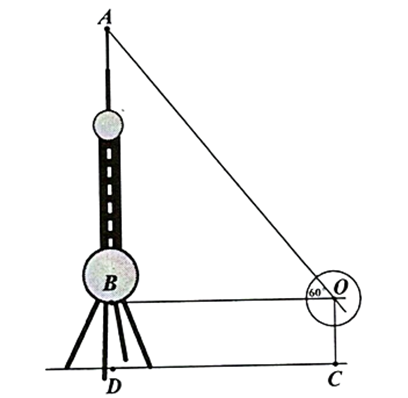 Tính chiều cao của ngọn tháp (đơn vị mét) (làm tròn kết quả đến hàng đơn vị)? (ảnh 1)