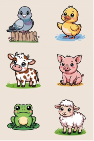 A. There are seven animals in the picture. B. There are six animals in the picture. C. There are five animals in the picture. (ảnh 1)