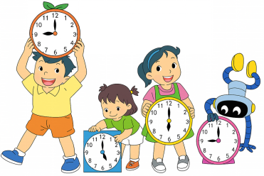 Dựa vào ảnh của bài 6, hai bạn cầm đồng hồ chỉ số giờ giống nhau là bạn nào? (ảnh 1)