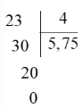 Đặt tính rồi tính 23 : 4 (ảnh 1)
