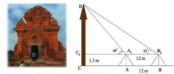 Tính chiều cao CD của tháp. (ảnh 1)