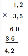 Đặt tính rồi tính 1,2 × 3,5 (ảnh 1)