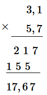 Đặt tính rồi tính 3,1 × 5,7 (ảnh 1)