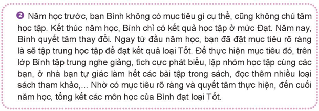 a. Em hãy cho biết việc có một mục tiêu rõ ràng đã mang lại kết quả như thế nào cho các bạn trong trường hợp trên?  b. Theo em, vì sao phải xác định mục tiêu cá nhân? (ảnh 2)