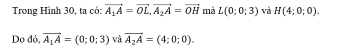 Tìm toạ độ của các vectơ (A_1 A) ⃗,(A_2 A) ⃗ ở Hình 30.   (ảnh 2)