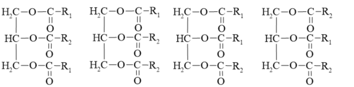 Số triglyceride thỏa mãn khi xà phòng hóa hoàn toàn thu được glycerol cùng hỗn hợp chỉ gồm muối của palmitic acid và stearic acid? (ảnh 1)