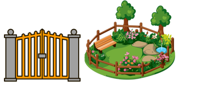 Read and choose the correct answer. “a gate and a garden” (ảnh 1)