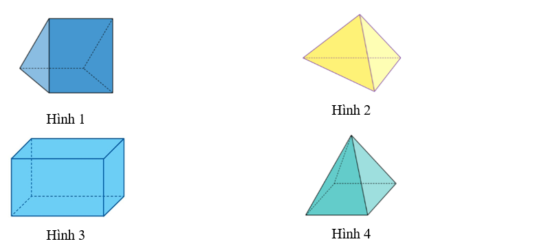 Cho các hình vẽ sau: Hình nào trong các hình trên là hình chóp tam giác đều? (ảnh 1)