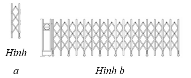 Hình bên mô tả cửa xếp tự động. Mỗi khung Hình a được nối bởi các thanh inox có dạng hình thoi cạnh 30 cm. a) Hỏi mỗi khung như Hình a cần bao nhiêu mét thanh inox để nối?  b) Hỏi cửa xếp tự động ở Hình b cần bao nhiêu mét thanh inox để nối? (ảnh 1)