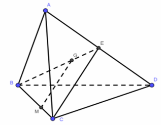 Xét tam giác \(BCE\) có \(\frac{{BG}}{{BE}} = \frac{{BM}}{{BC}} = \frac{2}{3}\) Nên suy ra \(MG//\l (ảnh 1)