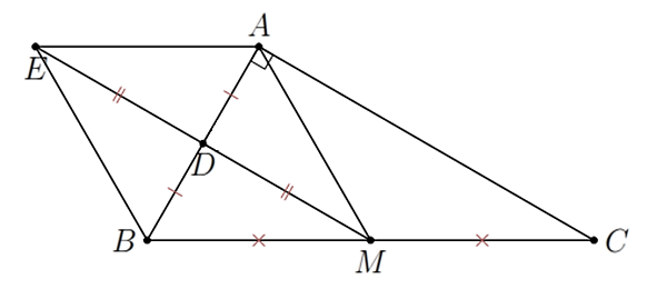 Cho tam giác \(ABC\) vuông tạ (ảnh 1)