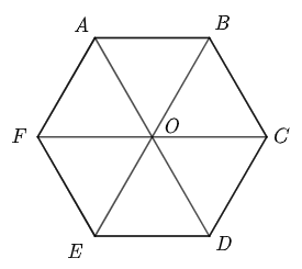 Cho hình lục giác đều ABCDEF tâm O. Khẳng định nào sau đây là đúng ? (ảnh 1)